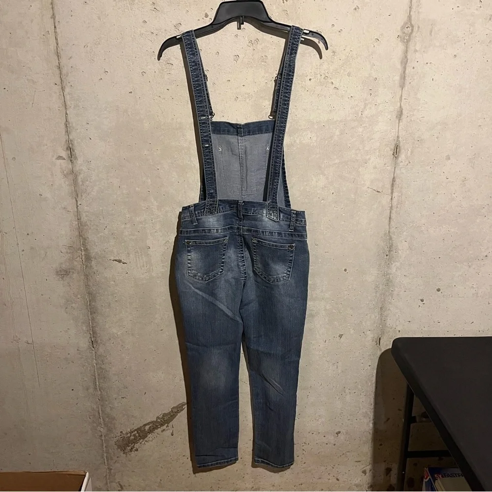 Wallflower Overalls Junior Womens Sz S Blue Denim Pockets Stretchy Suspender